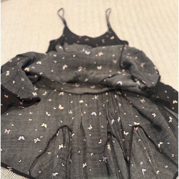 Wild Fable Black Butterfly Print Spaghetti Strap Dress S 100% Rayon Lightweight - Picture 4 of 10